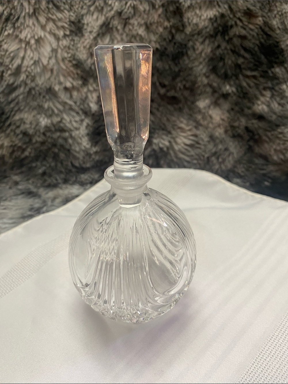 Vintage Clear Glass Swirl Decanter Perfume Bottle